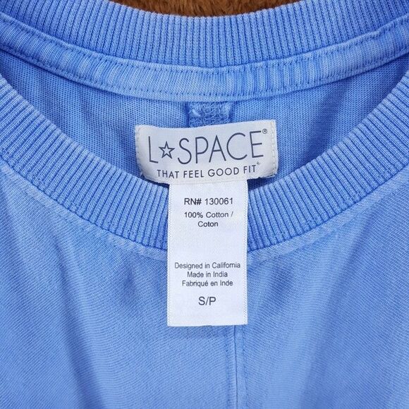 L SPACE T-Shirt Dress Womens Small Blue Pullover Cut Out Mini LOST WINDS - Picture 4 of 9